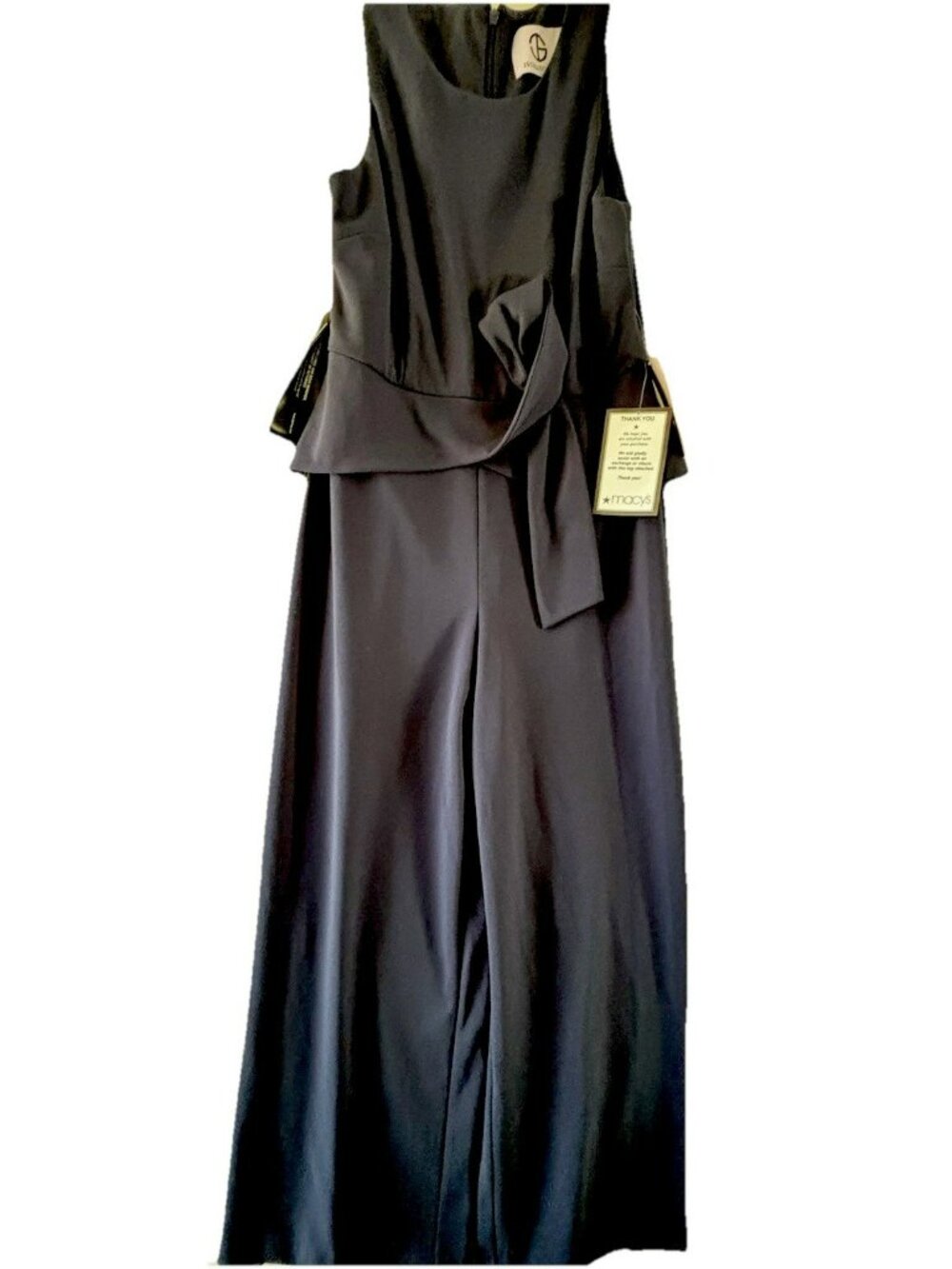 JS Collections Calista Peplum Jumpsuit Womens Size 14 Navy Wide Leg Formal NWT - Picture 5 of 16